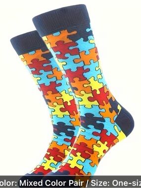 Autistic Awareness socks Multicolor Puzzle Piece socks